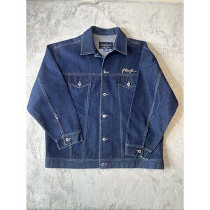Phat Farm Y2K Denim Jacket Embroidered Logo Dark Wash Men’s XXL